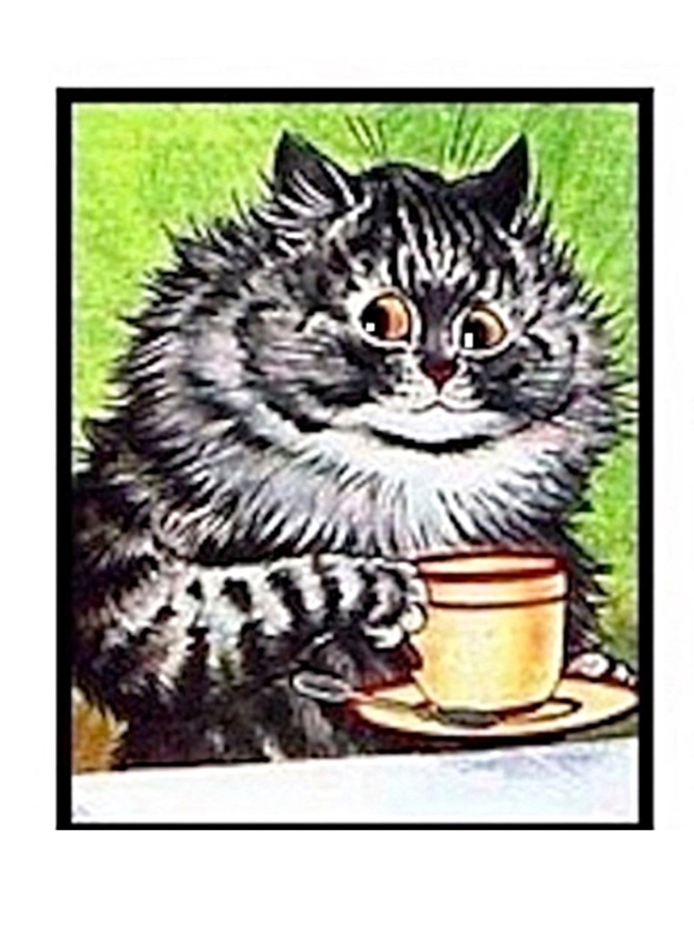 Louis Wain Cat Art - Cat and Coffee Cup - Appliqué - Patch
